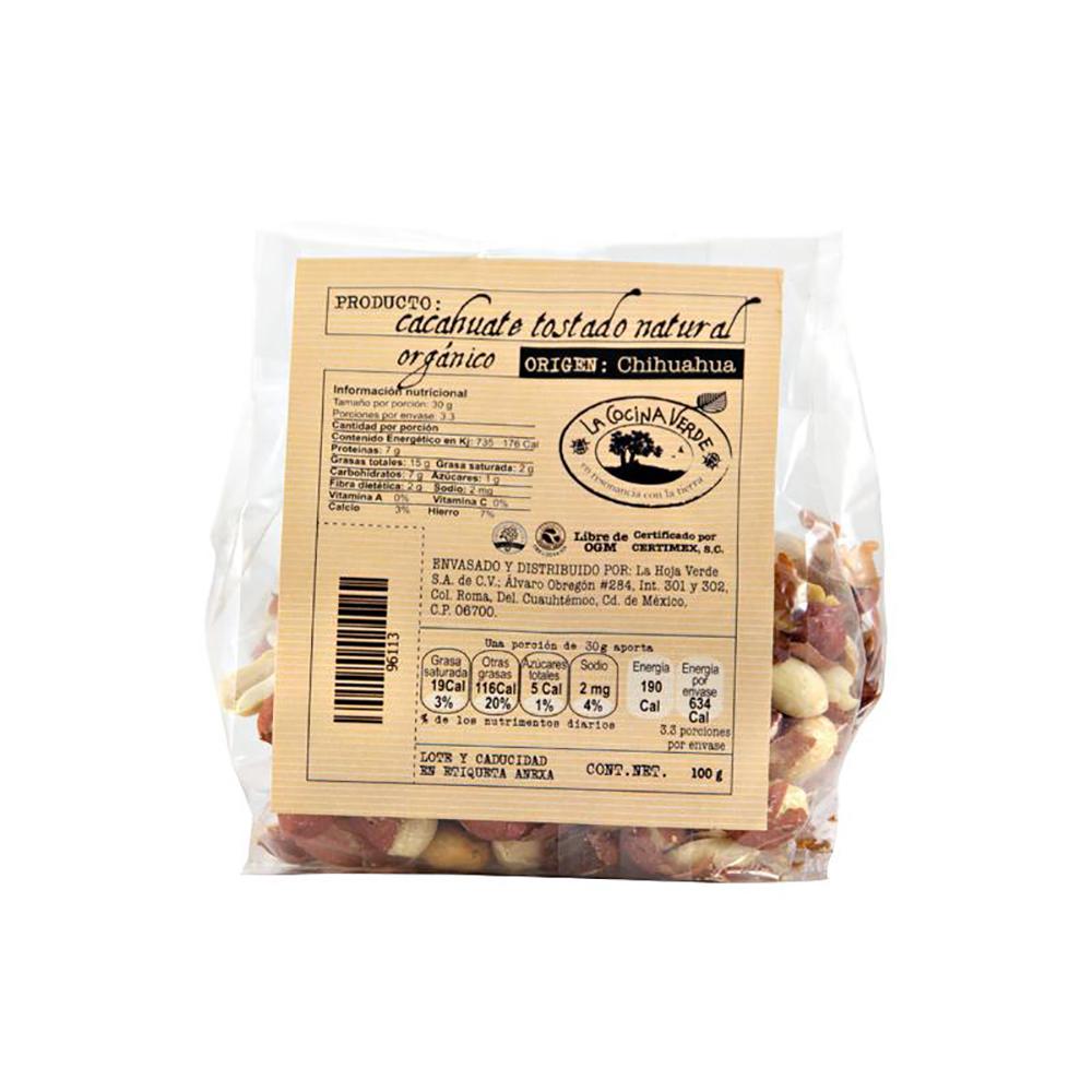Cacahuate Organico Tostado Pelado 100 G.