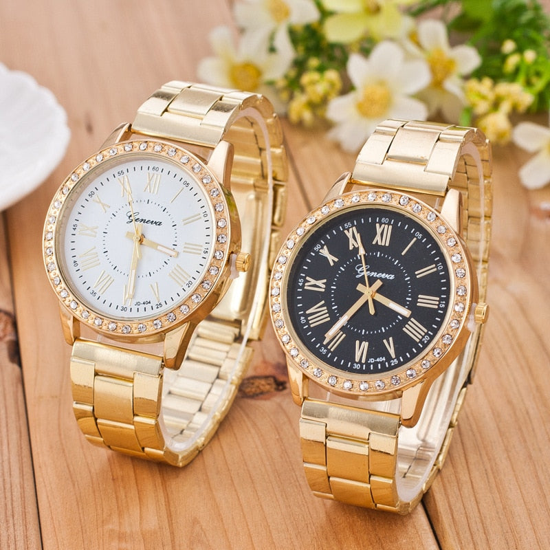 Timeflyz Fashion Women Watches Geneva Classic Women's Diamond Gold Wrist Watch Ladies Watch Dress Clock relogio masculino reloj mujer