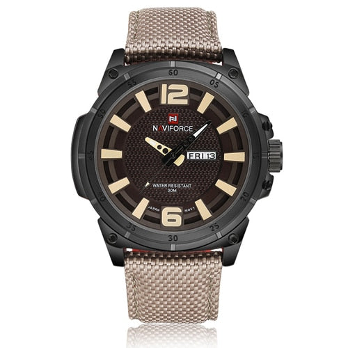 NAVIFORCE Top Brand Military Watches Men Fashion Casual Canvas Leather Sport Quartz Wristwatches Male Clock Relogio Masculino