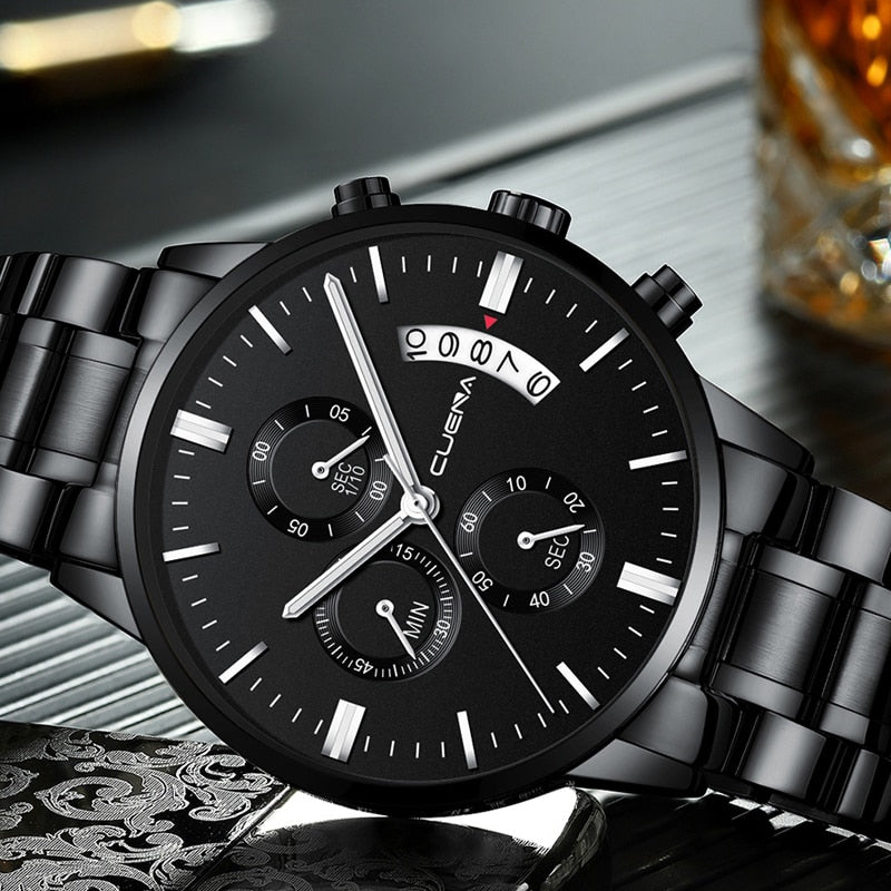 DROP SHIPPING Mens Watches Top Brand Luxury Chronograph Watch Men Quartz Steel Watches 2019 Black Male Watches Relogio Masculino