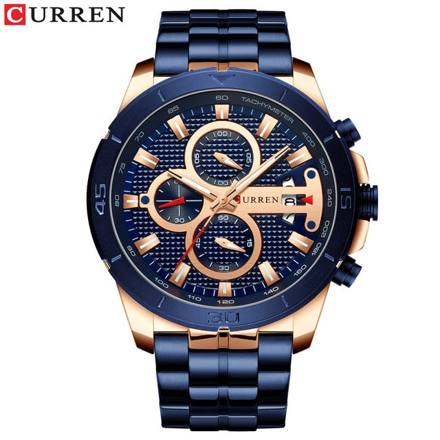 New Luxury Brand CURREN Quartz Watches Sporty Men Wristwatch with Stainless Steel Clock Male Casual Chronograph Watch Relojes
