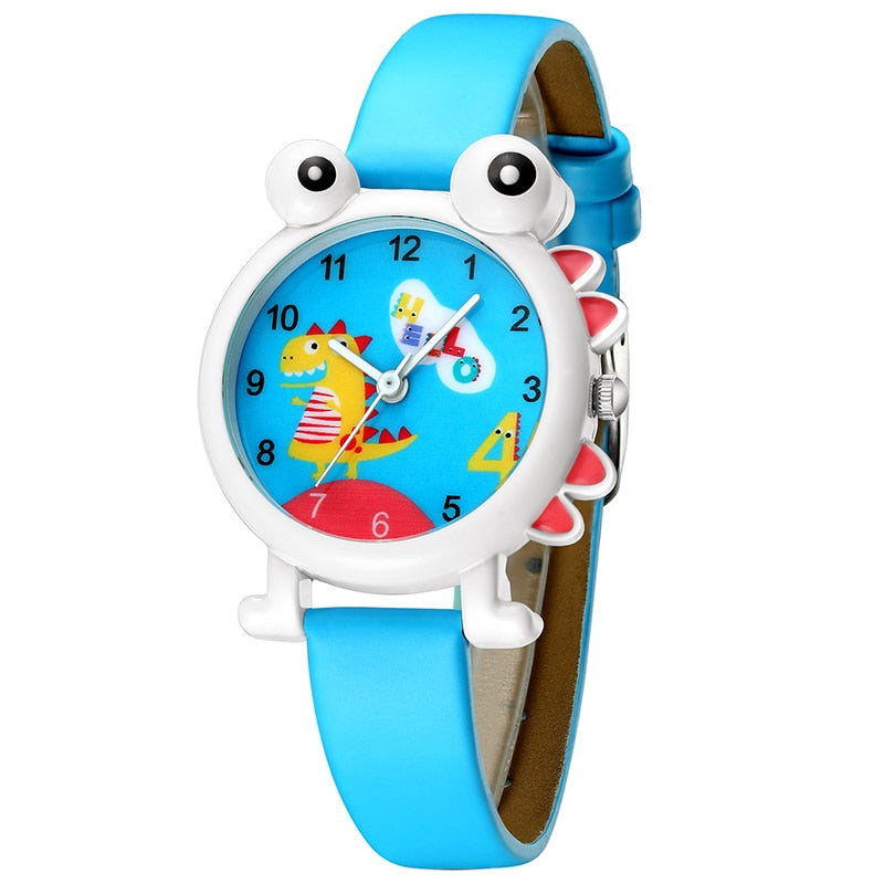 KDM Lovely Cartoon Dinosaur Children Watch Cute Kids Boys Waterproof Watches Genuine Leather Kid Wristwatch Students Clock