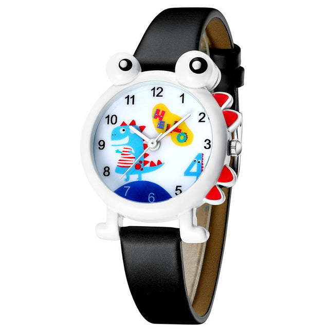 KDM Lovely Cartoon Dinosaur Children Watch Cute Kids Boys Waterproof Watches Genuine Leather Kid Wristwatch Students Clock